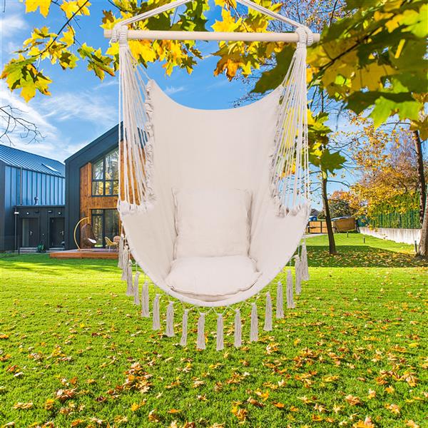 Pillow Tassel Hanging Chair - Hammock Chair Swing - Hanging Chair - Beige - Grey