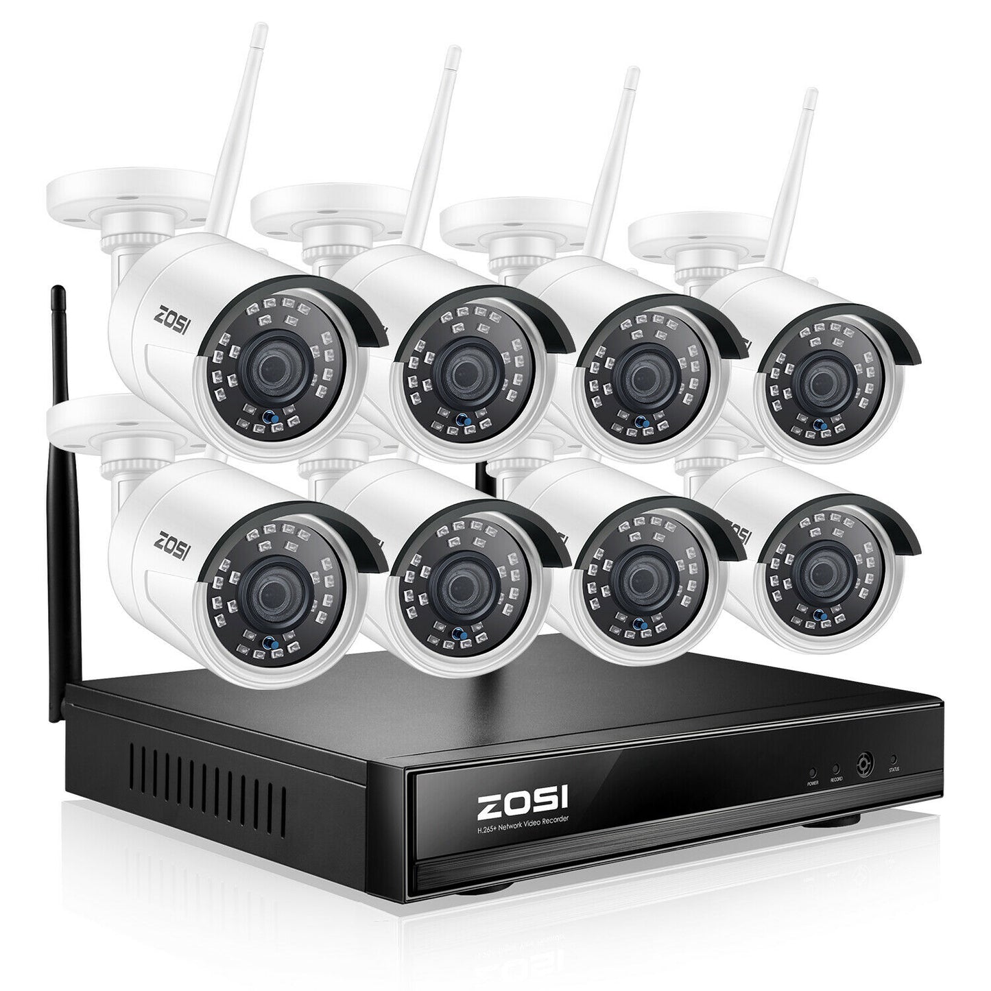 ZOSI - 8CH HD 1080p Wireless Security IP Camera System - 2MP WIFI NVR Kit Outdoor - 8CH HD 1080p CCTV