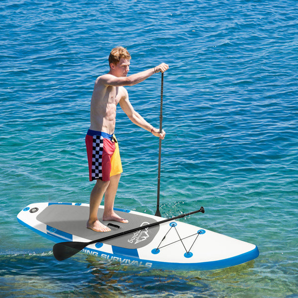 11 ft Inflatable Stand Up Paddle Board - Inflatable Surfboard Blue and White - Traveling Board for Surfing