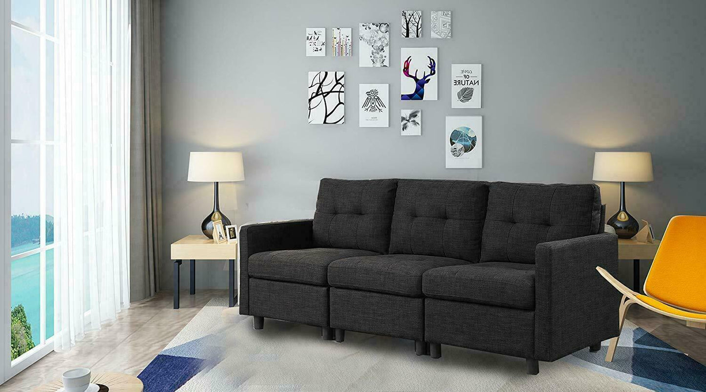 Sectional Sofa Set - Modern Linen Build Your Own Sofa with Reversible Chaise - L-Shaped Couch - L-Shaped Sofa Set