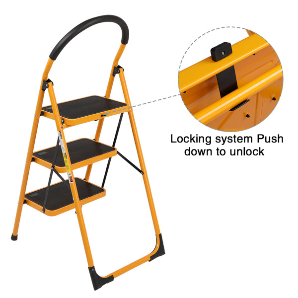 4 Step Ladder Folding Step Stool - Lightweight Ladder with Handgrip Anti-Slip - Wide Pedal