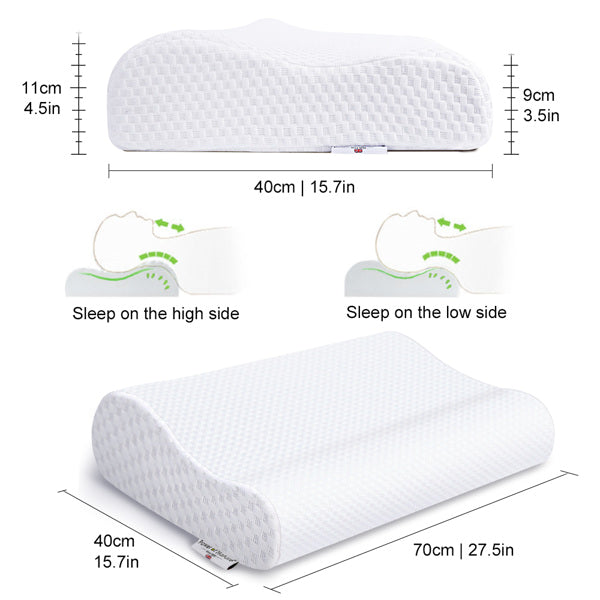 Power of Nature Slow Rebound Memory Foam Pillow White - Ergonomic Cooling Pillows for Neck Pain Relief - Neck & Cervical Pillows with Washable Pillow Covers