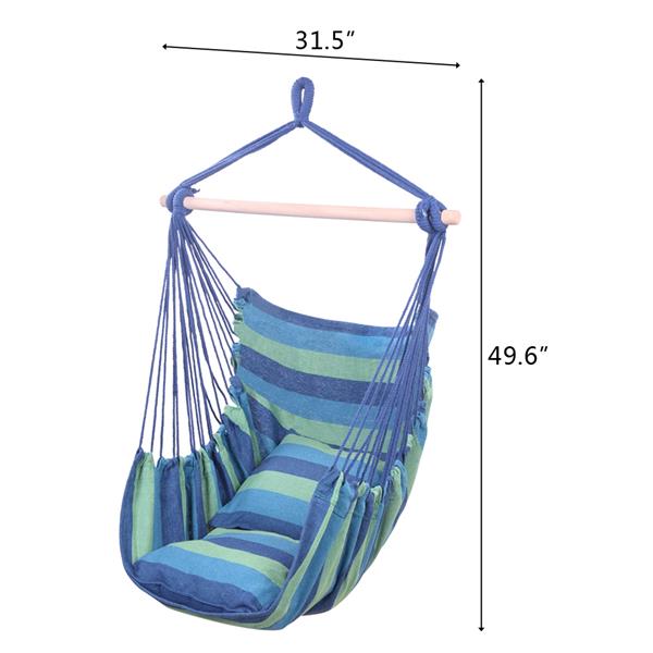 Canvas Hanging Rope Chair with Pillows - Hammock Chair Swing -  Porch Hammock Swing