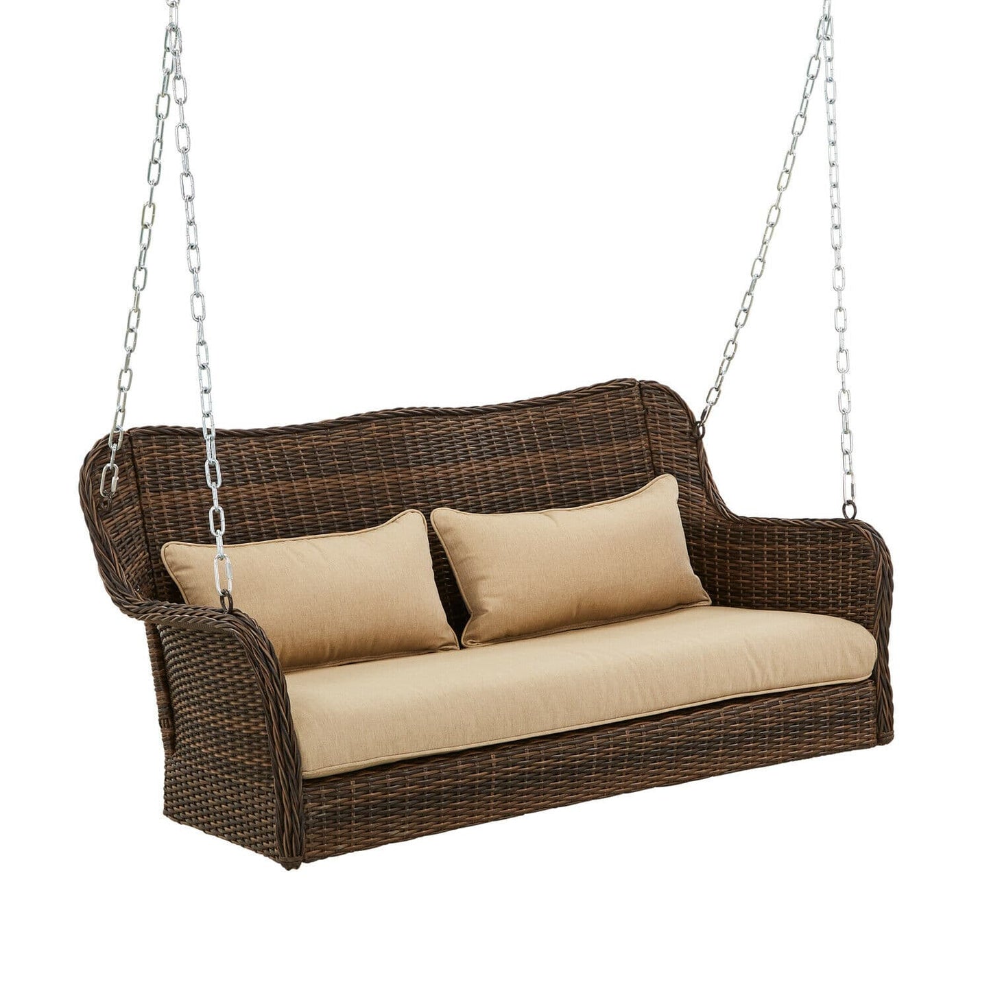 Wicker Porch Swing - Patio Porch Swing Bed - Outdoor Lounge Hammock - Chaise 3 Person Wicker