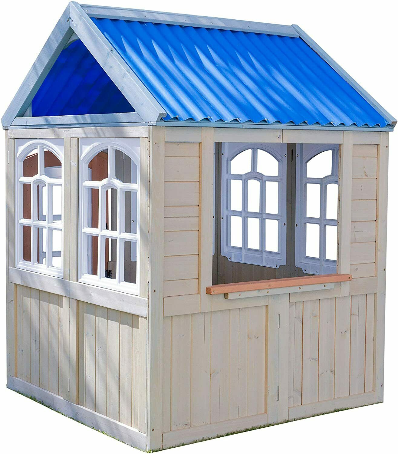 KidsHouse - Outdoor Cooper Wooden Playhouse - Kids Playhouse with Doors Window - Playhouse for Kids Toddler