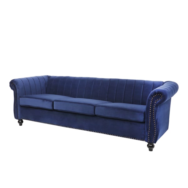Modern Velvet 3 Seater Sofa - Modern Glam Sofa - Velvet Dark Green Sofa - Velvet Dark Blue