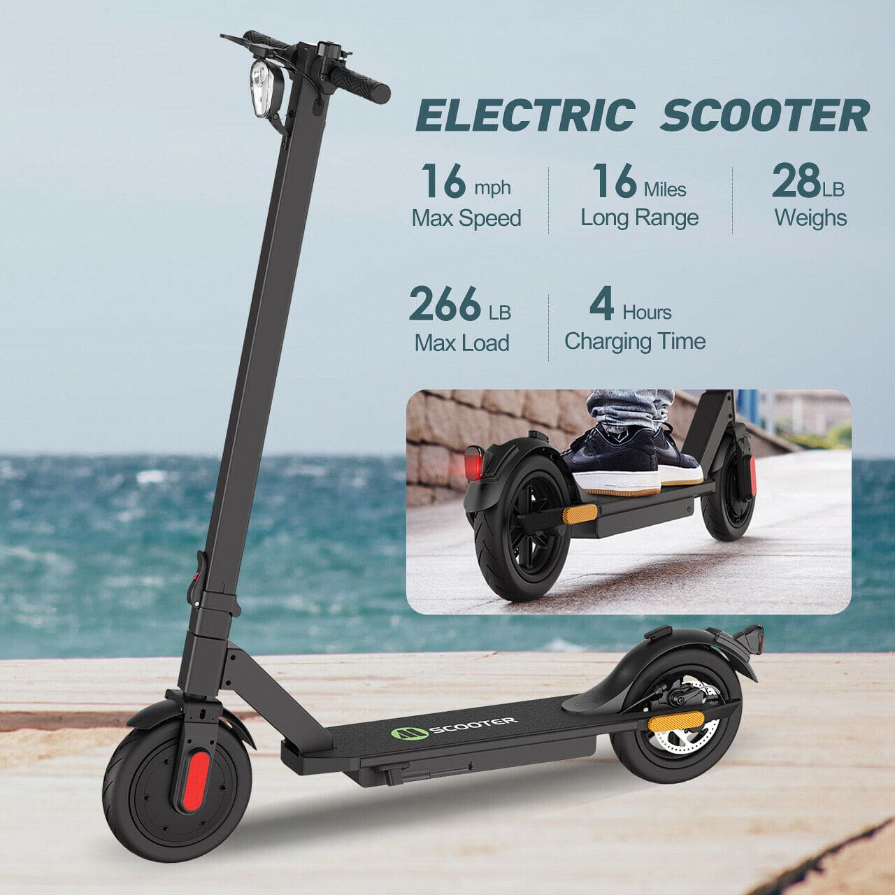 MegaWheels - Folding Electric Scooter for Adult - Kick E-Scooter - Safe Urban Electric Scooter