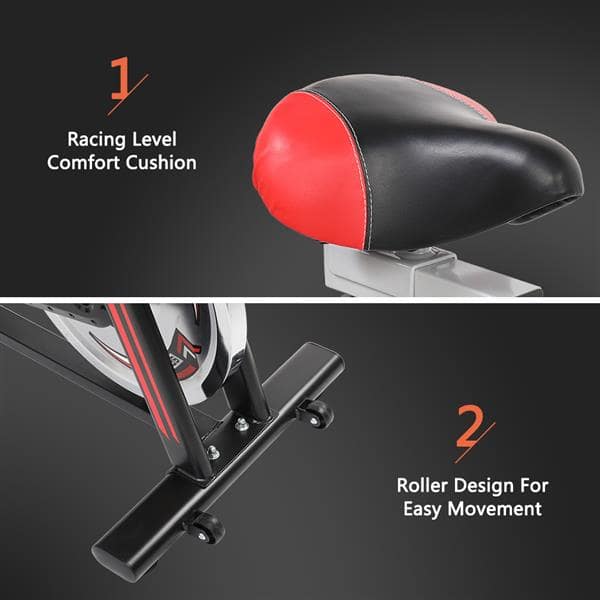 Home Exercise Bike - Black Spinning Bike with 8kg Flywheel - Adjusted Back and Forth Exercise Bike