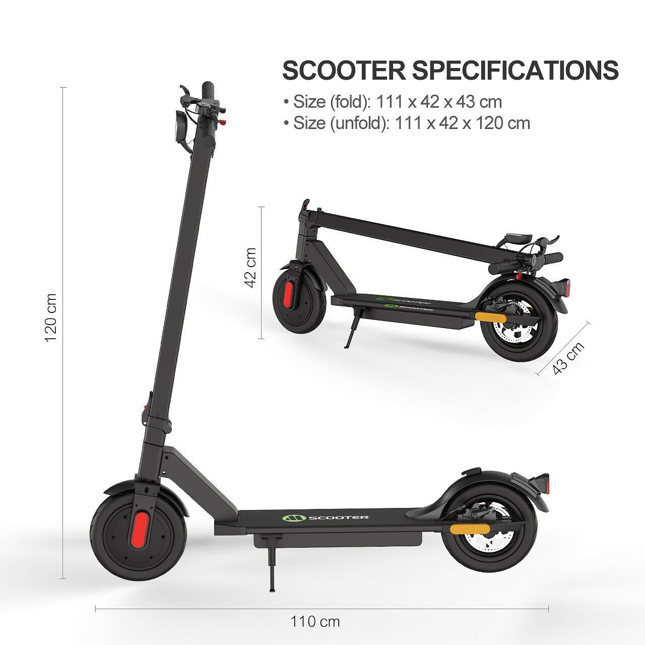 MegaWheels - Folding Electric Scooter for Adult - Kick E-Scooter - Safe Urban Electric Scooter