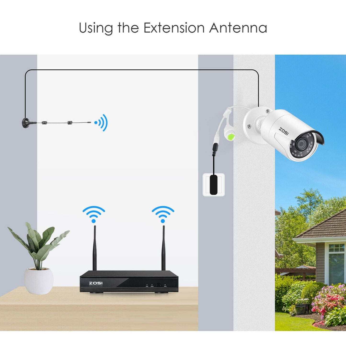 ZOSI - 8CH HD 1080p Wireless Security IP Camera System - 2MP WIFI NVR Kit Outdoor - 8CH HD 1080p CCTV