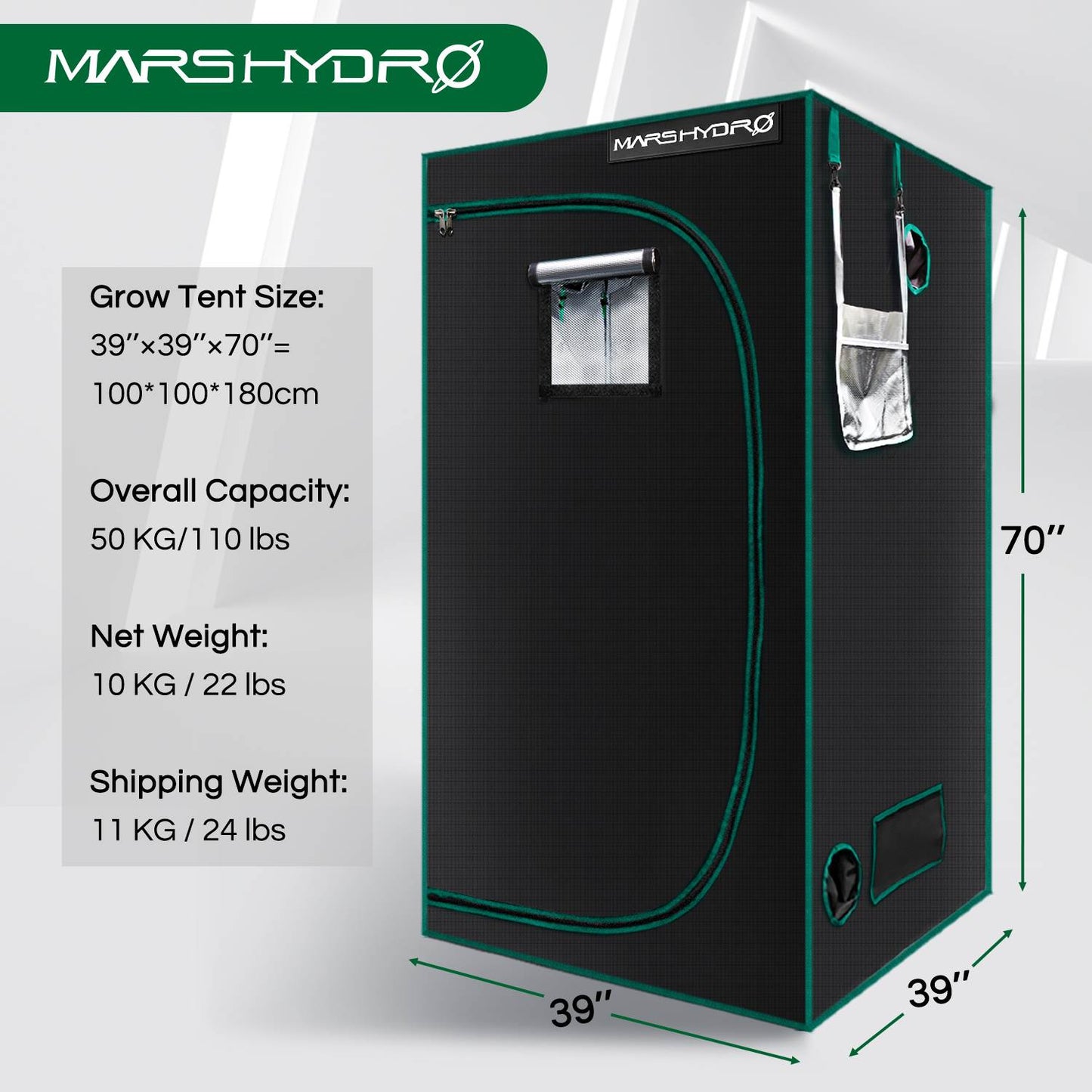 MarsHydro - 1680D Grow Tent - 60x60x140cm Grow Tent Diamond - Diamond Reflective Grow Tent -Indoor Hydroponics Grow Tent - MarsHydro Grow Tent