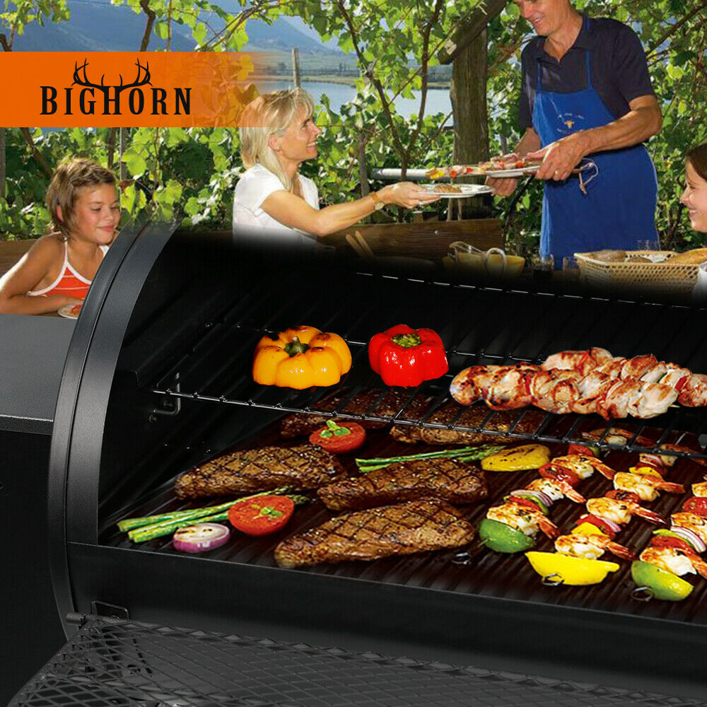BigHorn - 6-in-1 Cooking Pellet Grill - Wood BBQ Grill Smoker - Auto Temperature Control