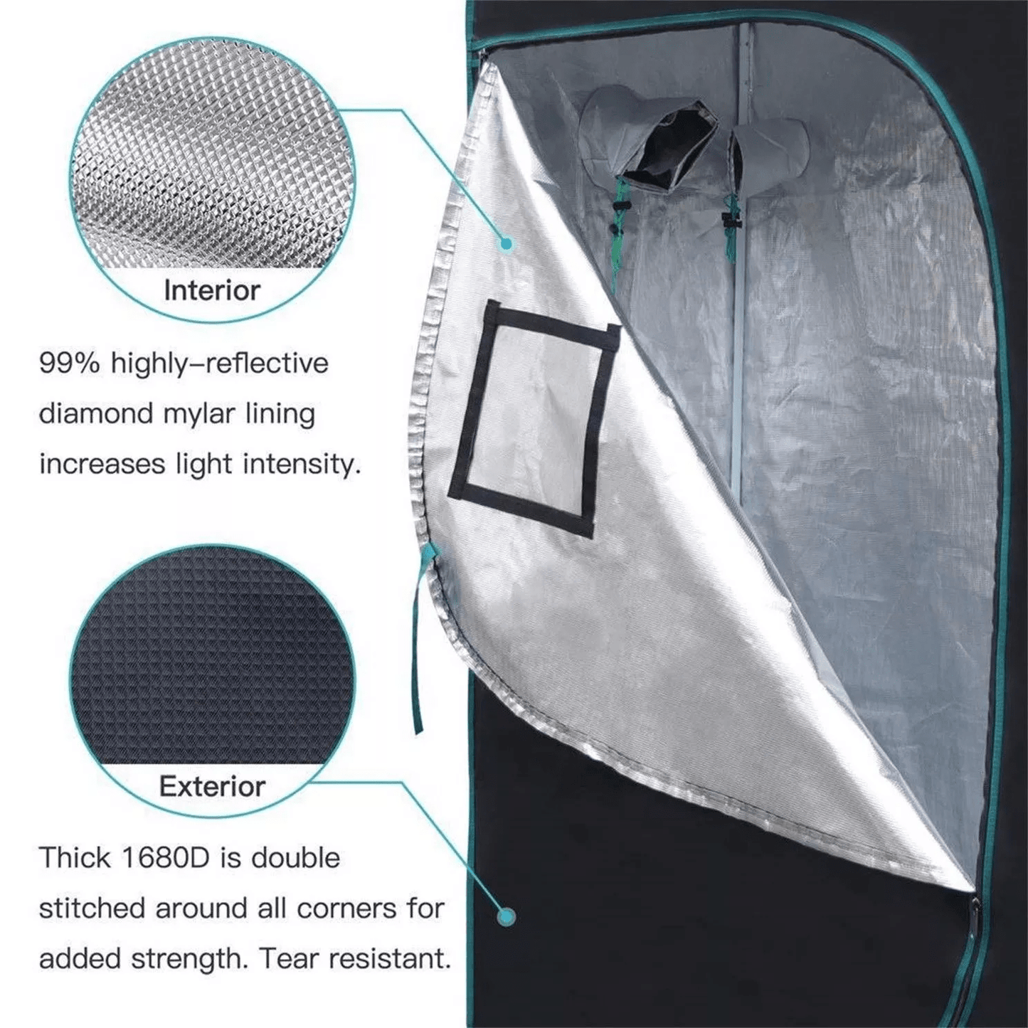 MarsHydro - 1680D Grow Tent - 60x60x140cm Grow Tent Diamond - Diamond Reflective Grow Tent -Indoor Hydroponics Grow Tent - MarsHydro Grow Tent