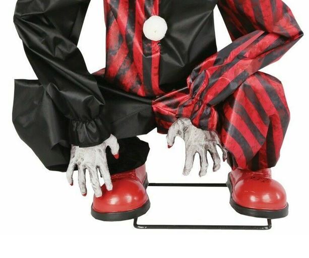 Uncommon Crouching Clown Red Animated Prop Circus Carnival Animatronic Halloween Prop - Animatronic Halloween Decoration - Animated Prop Circus Carnival Crouching Clown