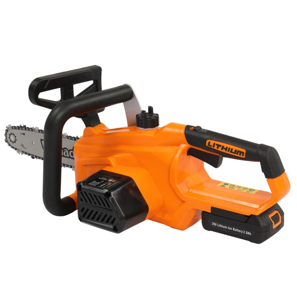 20V 10in 2.0AH Cordless Lithium Battery with Fast Charging Dock Charging Saw Orange - Fast Charging Dock Wood Cutter - Power Share Cordless Chainsaw