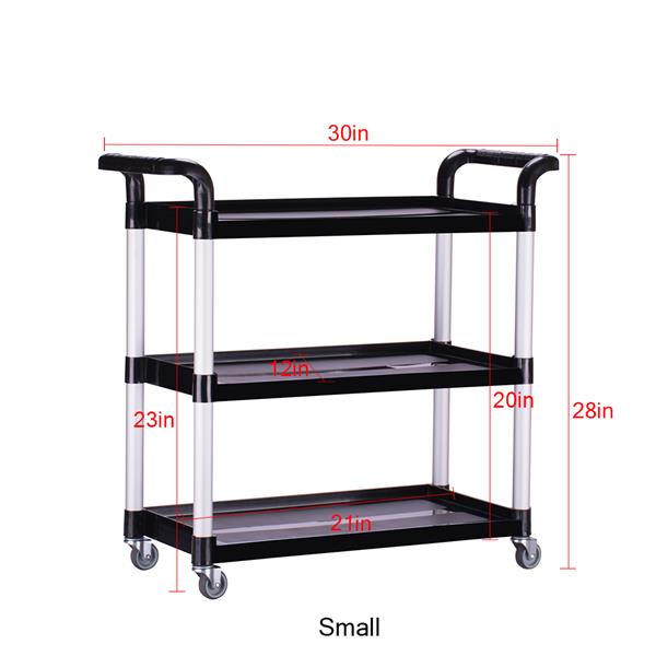 Heavy-Duty 3-Shelf Rolling Service Cart- 330 lbs Utility Push Cart - Foodservice Push Cart