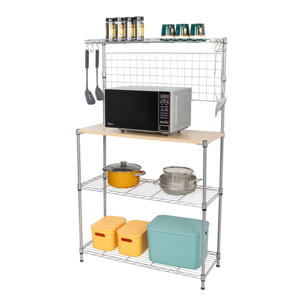 4-Tier Bakers Rack with Kitchen Storage Chrome - Kitchen Standing Baker's Rack - Adjustable Cart Microwave Storage Shelf