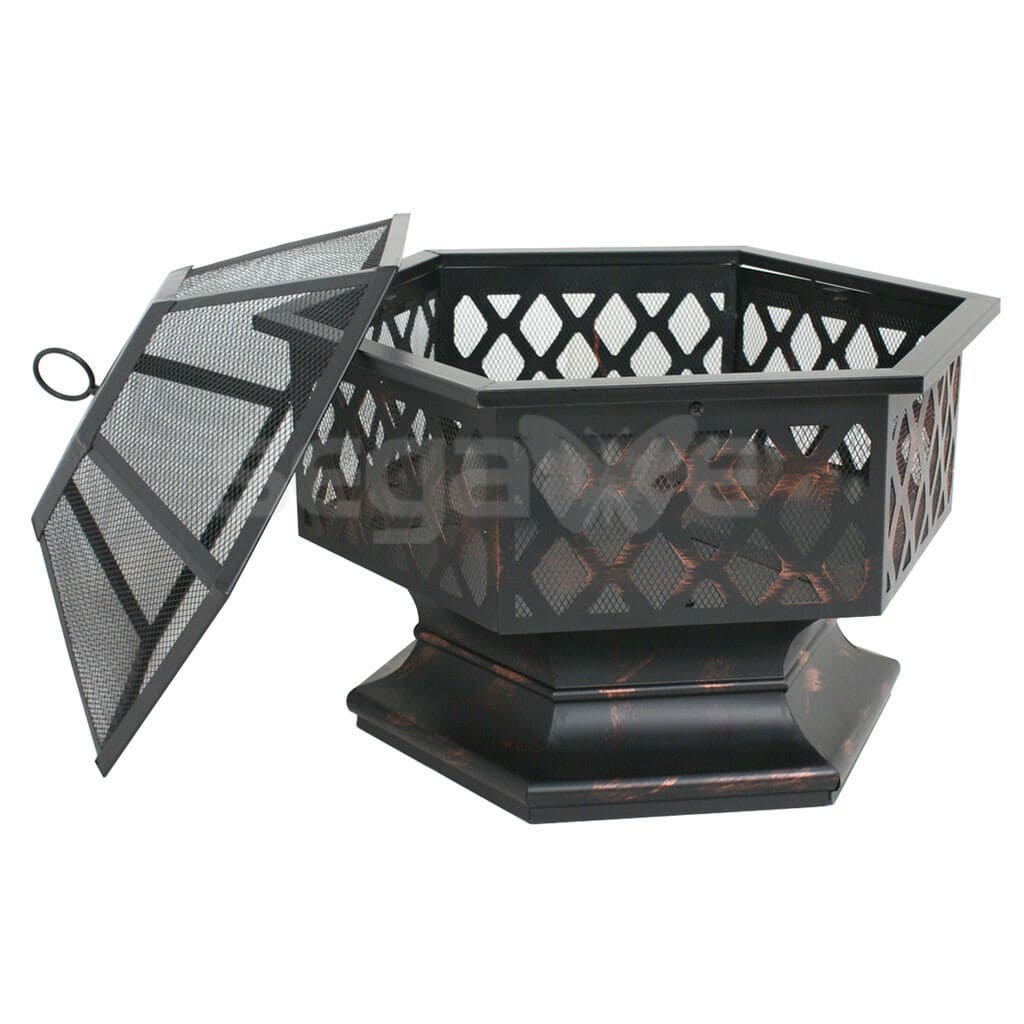 Hex Shaped Patio Fire Pit - Outdoor Wood Burning Fire Pit - Home Garden Fire Pit- Backyard Fire Pit