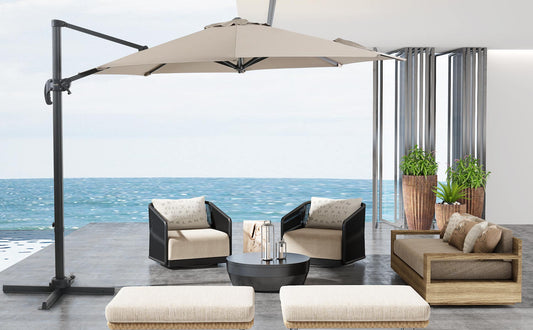 Cantilever Patio Umbrella- Outdoor Cantilever Umbrellas for Patio - 10ft, Wine, Red, Blue, Tan, Beige