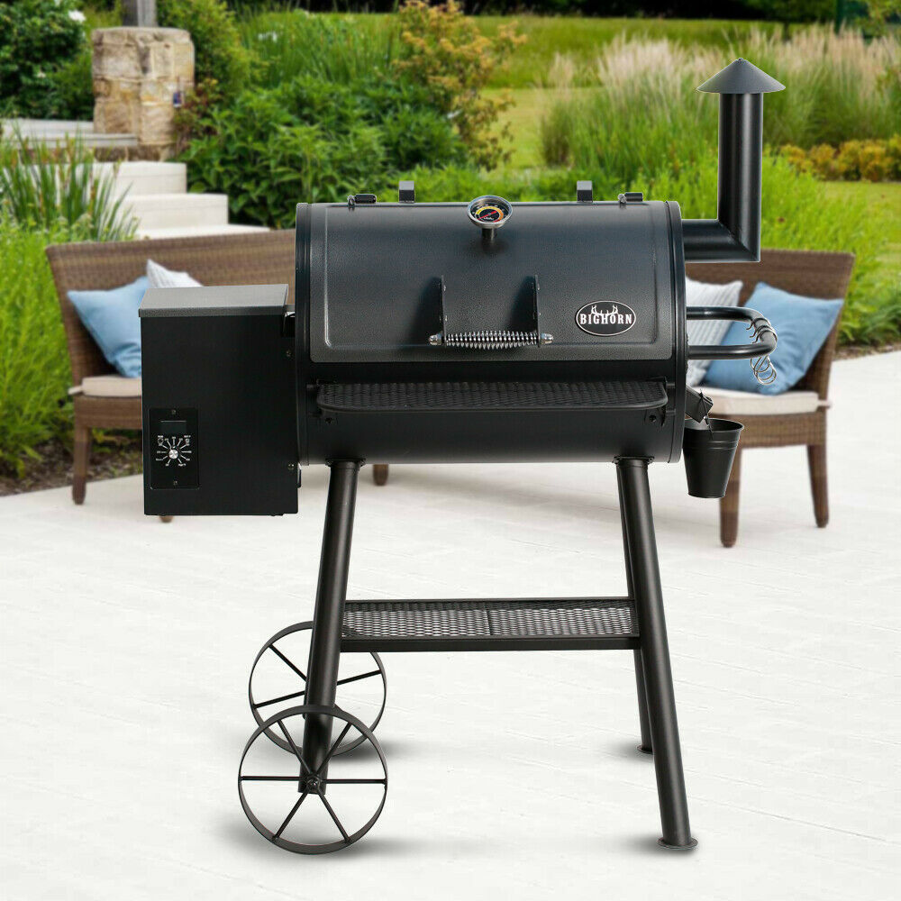 BigHorn - 6-in-1 Cooking Pellet Grill - Wood BBQ Grill Smoker - Auto Temperature Control