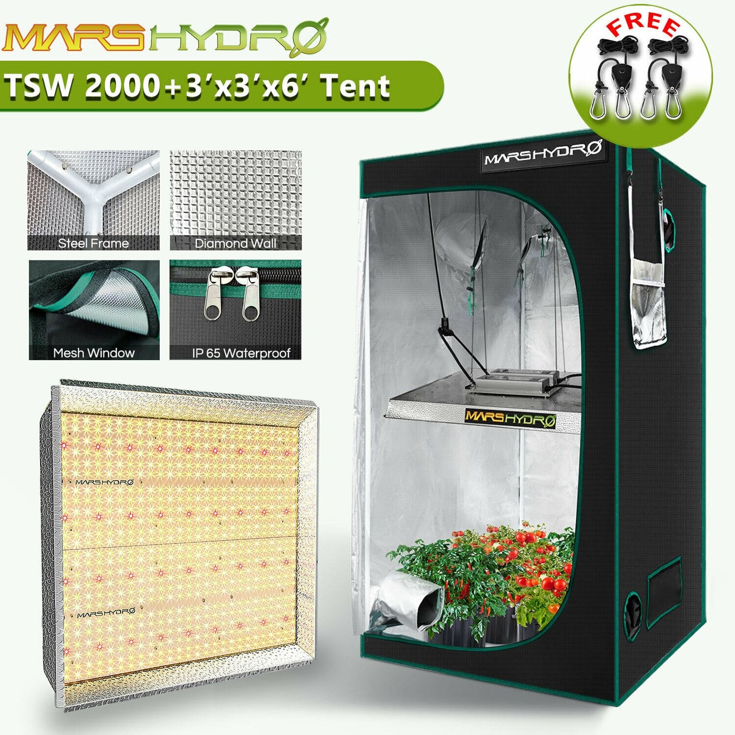 Mars Hydro - LED Grow Light - Full Spectrum Home Tent Kits