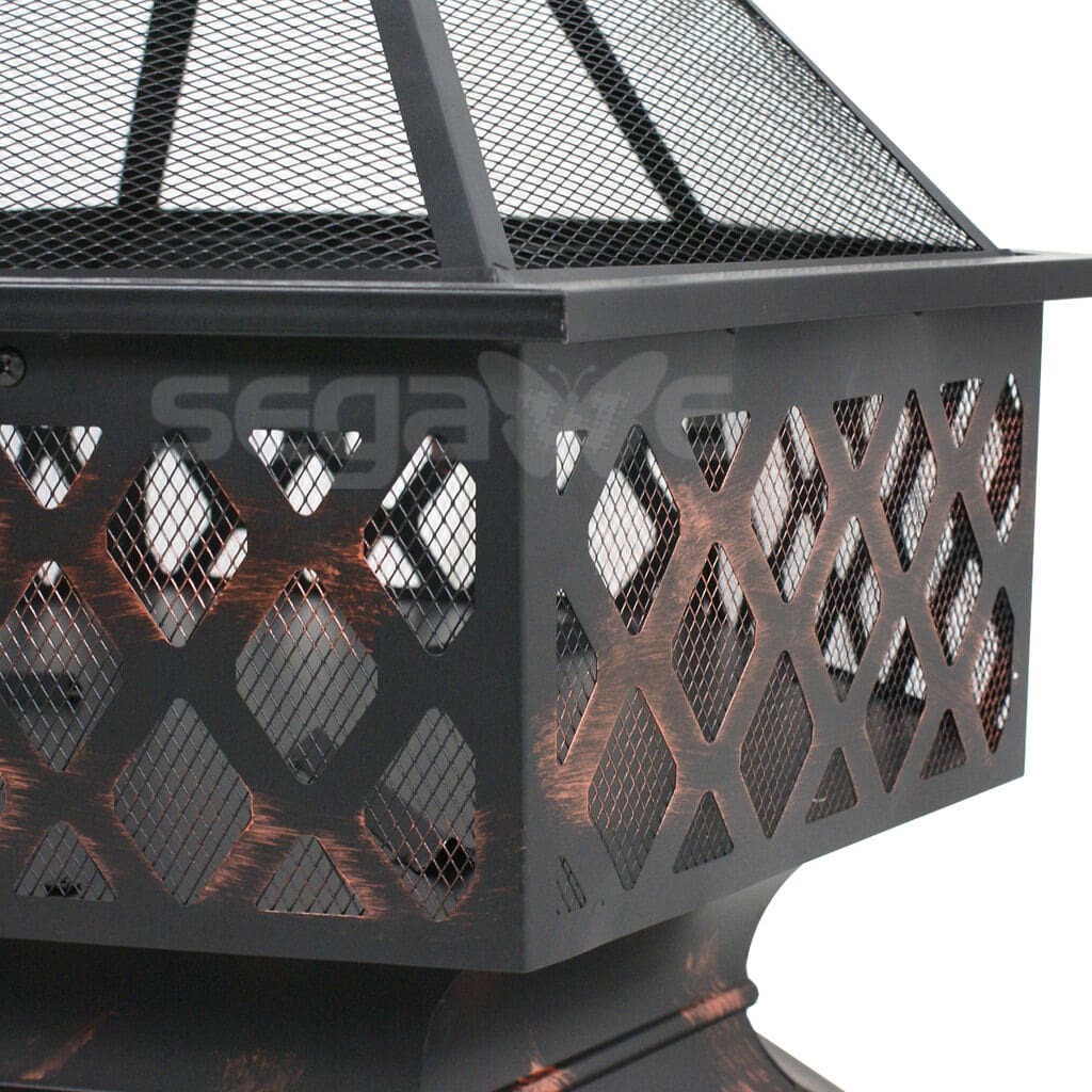 Hex Shaped Patio Fire Pit - Outdoor Wood Burning Fire Pit - Home Garden Fire Pit- Backyard Fire Pit