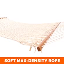 13 ft. Double Hammock - Traditional Cotton Rope Hammock with Hanging Hardware - Castaway Living Hammock
