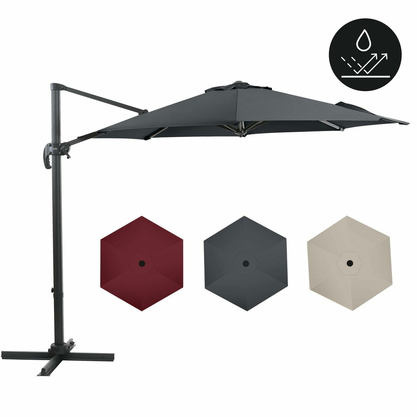 Cantilever Patio Umbrella- Outdoor Cantilever Umbrellas for Patio - 10ft, Wine, Red, Blue, Tan, Beige