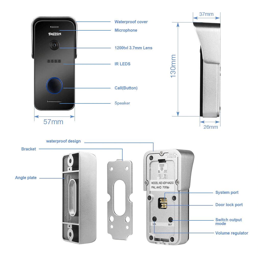 TMEZON - TMEZON Video Doorbell - 10 Inch Wireless Video Doorbell - Smart IP Video Doorbell - Video Doorbell Intercom System - 720P Camera Doorbell
