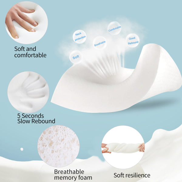Power Of Nature Memory Foam Neck Support Pillow - Ergonomic Contour Memory Foam Pillow -  Head, Neck and Shoulders Memory Foam Pillow