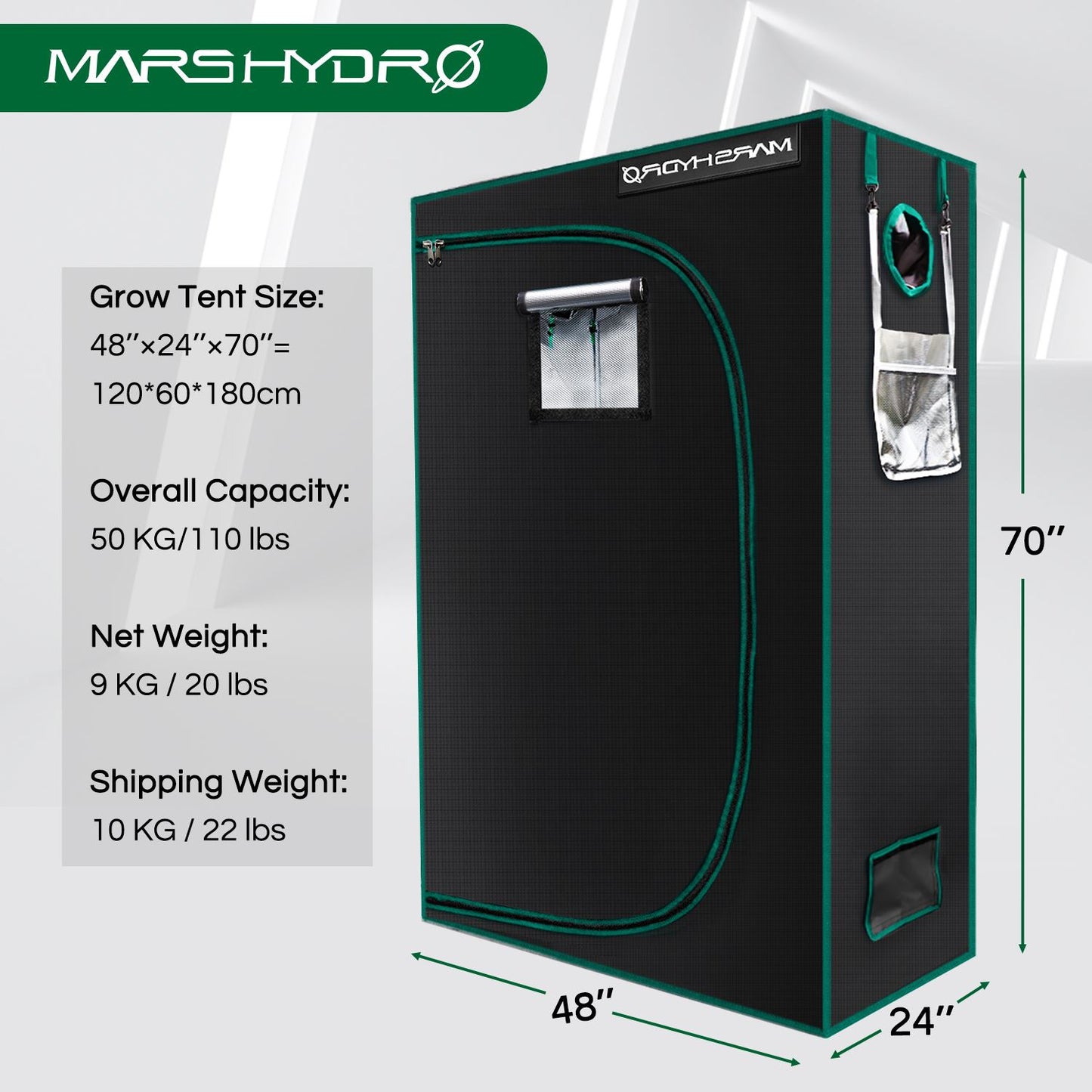 MarsHydro - 1680D Grow Tent - 60x60x140cm Grow Tent Diamond - Diamond Reflective Grow Tent -Indoor Hydroponics Grow Tent - MarsHydro Grow Tent