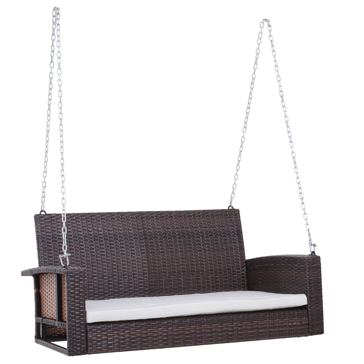 2 Person Porch Swing - Outdoor Wicker Porch Swing - Chair Garden Hanging Bench Seat