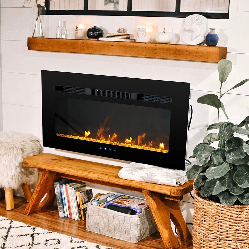 40" Electric Fireplace Insert — Wall Mounted Touch Screen Electric Heater