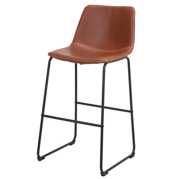 Bronze Wrought Iron Bar Stool 2pcs- Iron bar Stools with Leather Seats - Bar Stool Chairs