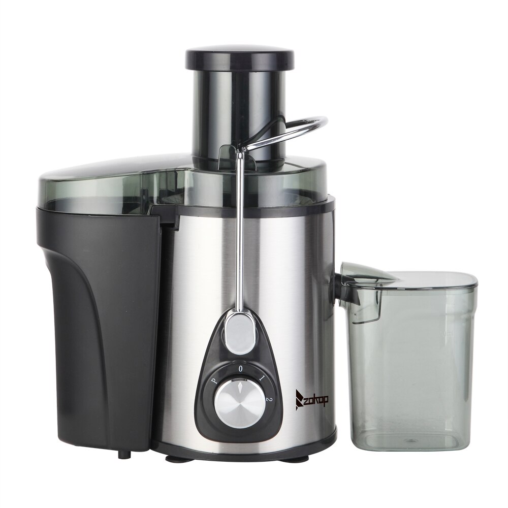 ZOKOP American Standard - Double Gear Electric Juicer Stainless Steel - 75MM Large Caliber - 600ML Juice Cup - 1000ML Slag Cup