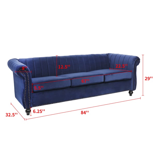 Modern Velvet 3 Seater Sofa - Modern Glam Sofa - Velvet Dark Green Sofa - Velvet Dark Blue