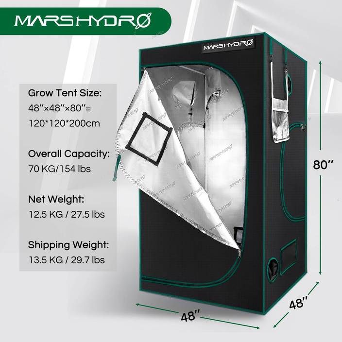 MarsHydro - 1680D Grow Tent - 60x60x140cm Grow Tent Diamond - Diamond Reflective Grow Tent -Indoor Hydroponics Grow Tent - MarsHydro Grow Tent