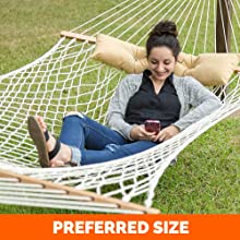 13 ft. Double Hammock - Traditional Cotton Rope Hammock with Hanging Hardware - Castaway Living Hammock