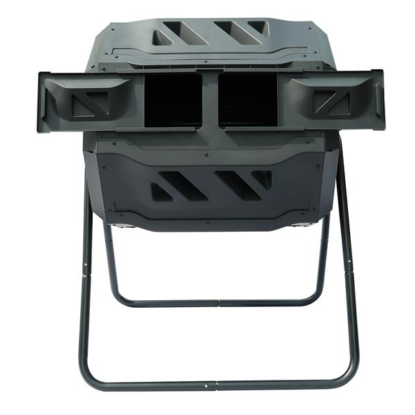 Garden Composting Tumbler - 42 Gallon Capacity with 2 Chambers Dual Rotating -  Outdoor Yard Compost Bin - Sliding Door & Solid Steel Compost Bin