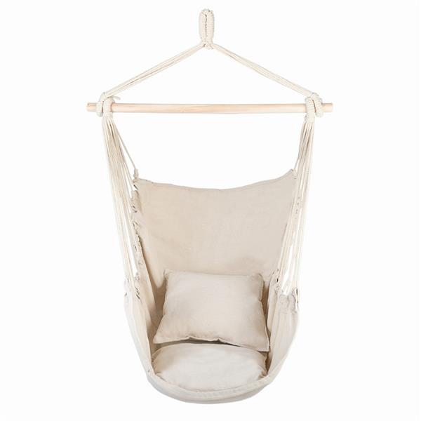 Canvas Hanging Rope Chair with Pillows - Hammock Chair Swing -  Porch Hammock Swing