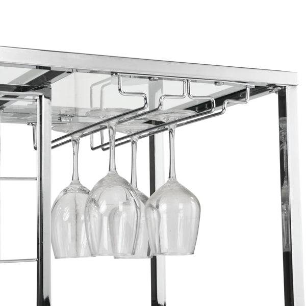 Contemporary Chrome Wine Rack Silver Modern Glass Metal Frame Wine Storage - Modern Wine Rack - Silver Bar Cart