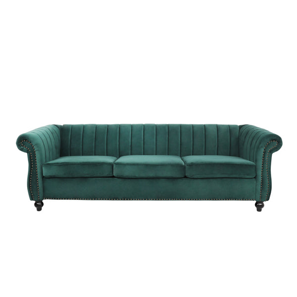 Modern Velvet 3 Seater Sofa - Modern Glam Sofa - Velvet Dark Green Sofa - Velvet Dark Blue