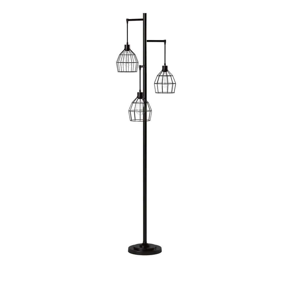 3-light Caged Wire Pendant Floor Lamp