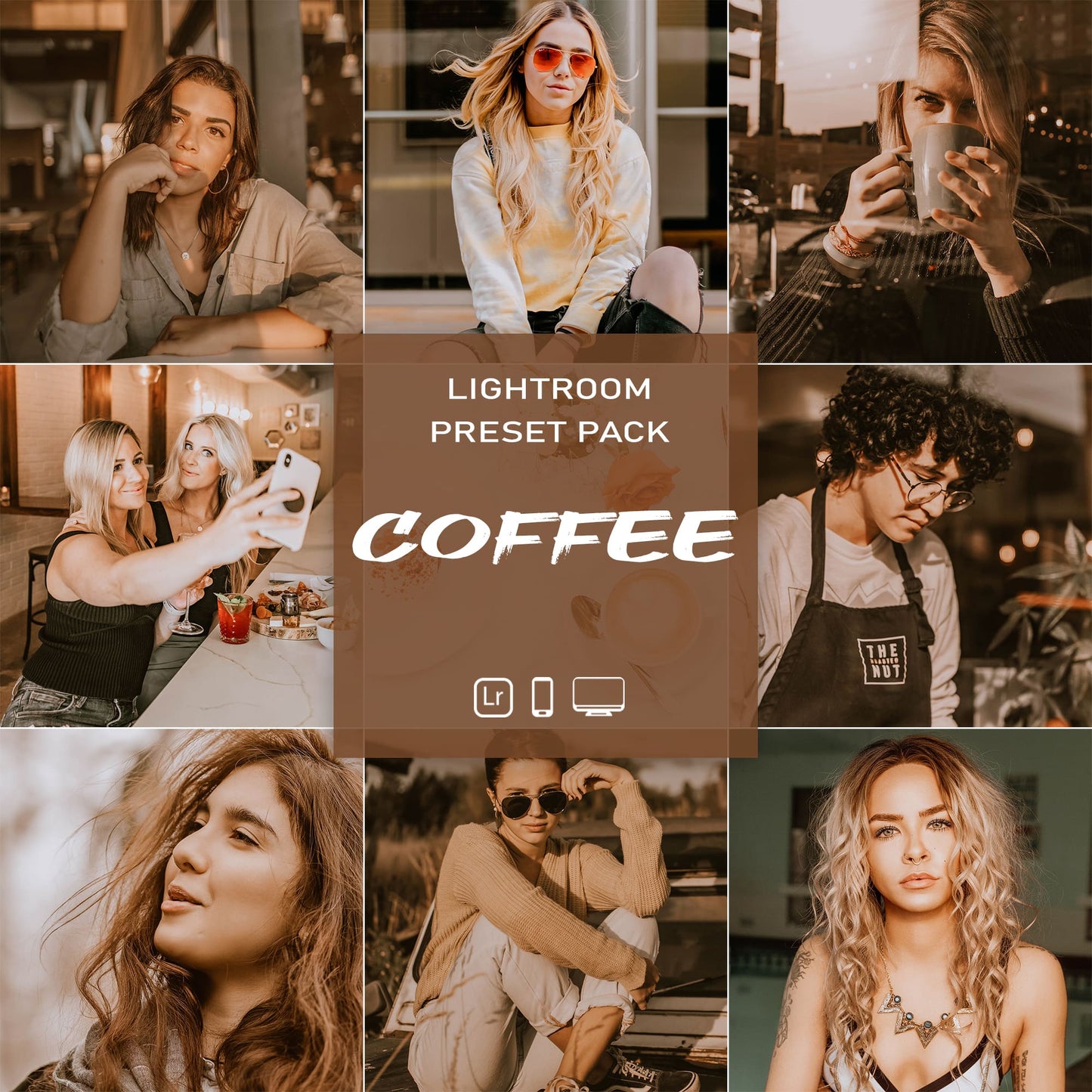 5 Set Lightroom Presets Mobile Desktop - Black Mood Preset - Caramel Preset - Coffee Preset - Minimal Preset - Mint Preset