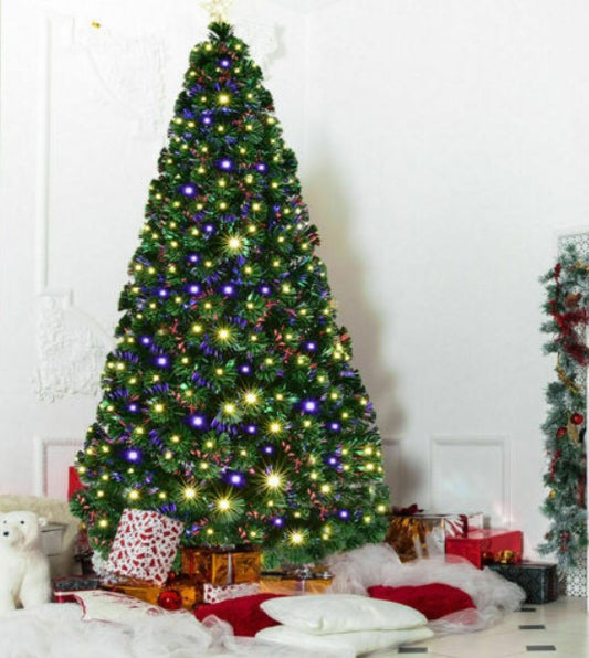 7-ft Pre-Lit Fiber Optic Christmas Tree – With 280 LED Lights & Star Decoration