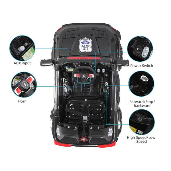 LEADZM LZ-9922 Off-Road Police Car Double Drive 35W*2 Battery 12V7AH*1 With 2.4G Remote Control Black