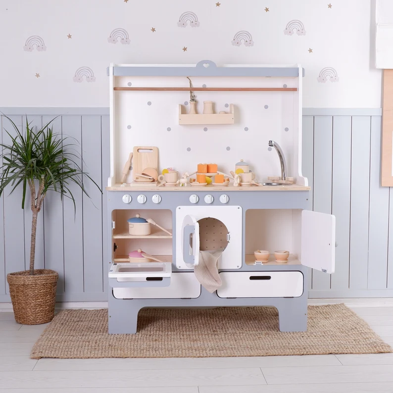 Wooden Play Kitchen | Customizable Designs. Pretend Play, Wooden Play Kitchen, Kids Play Room, Teenage Play Kitchen