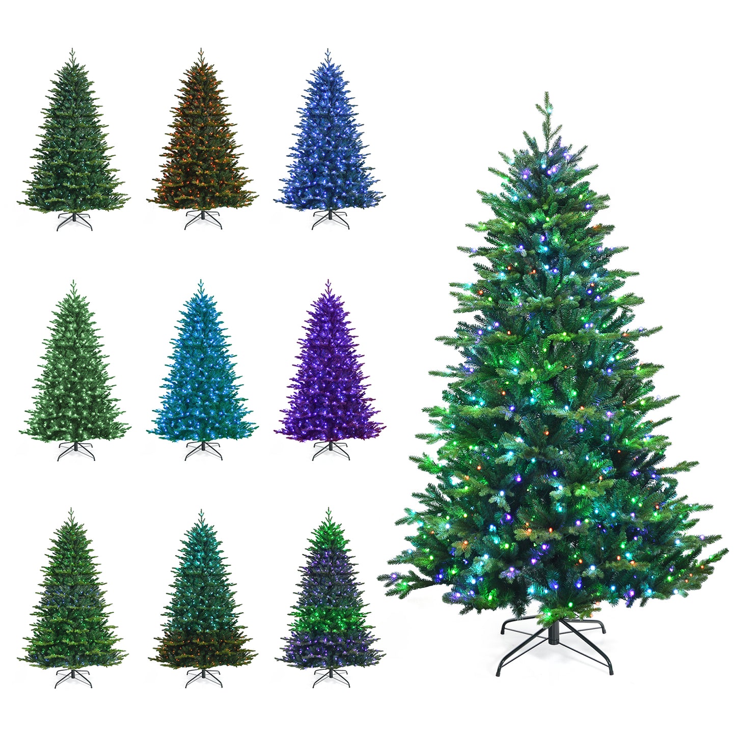 7-ft App-Controlled Christmas Tree with Multicolored Lights – 15 Lighting Modes