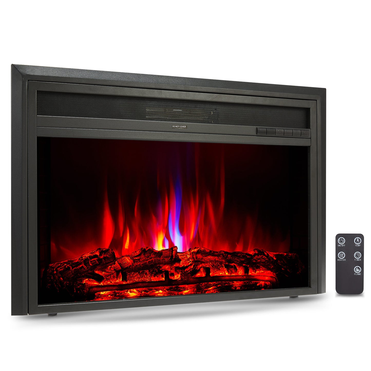 32" Recessed Electric Heater Fireplace With 6 Flame Effects