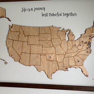 Rustic Push Pin Map - US Travel Map - Decorative US Map - Wooden USA Map